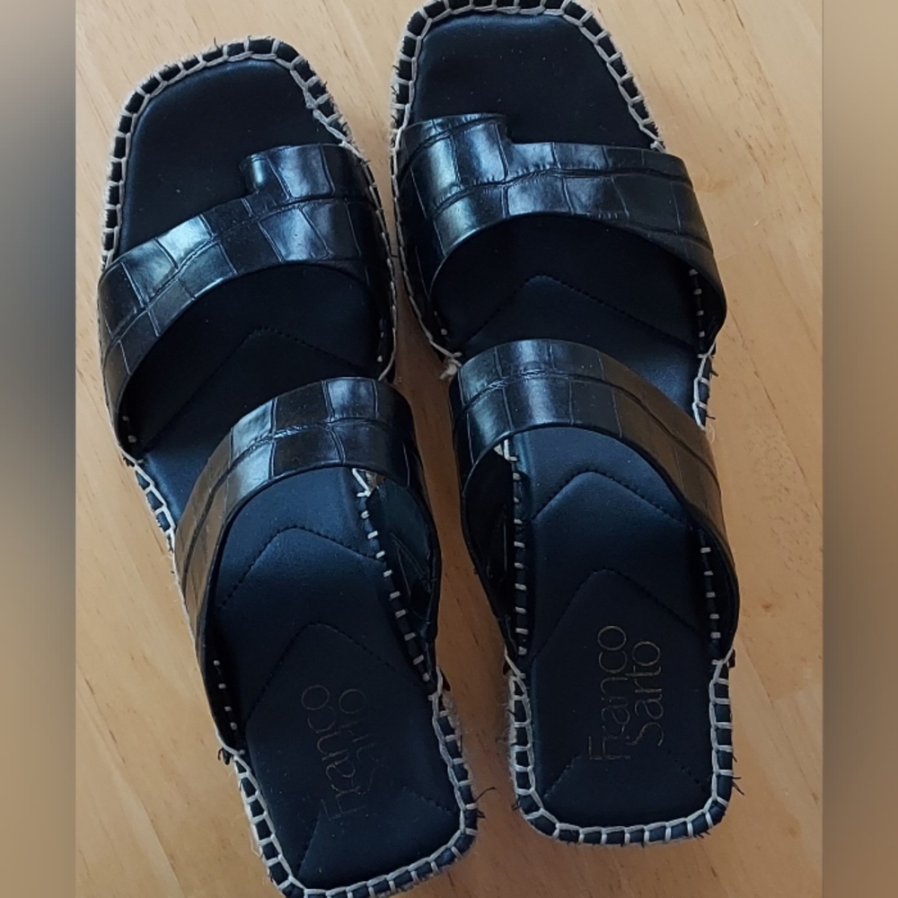 Franco Sarto Black Woven Slide Sandals. Size US 10M.